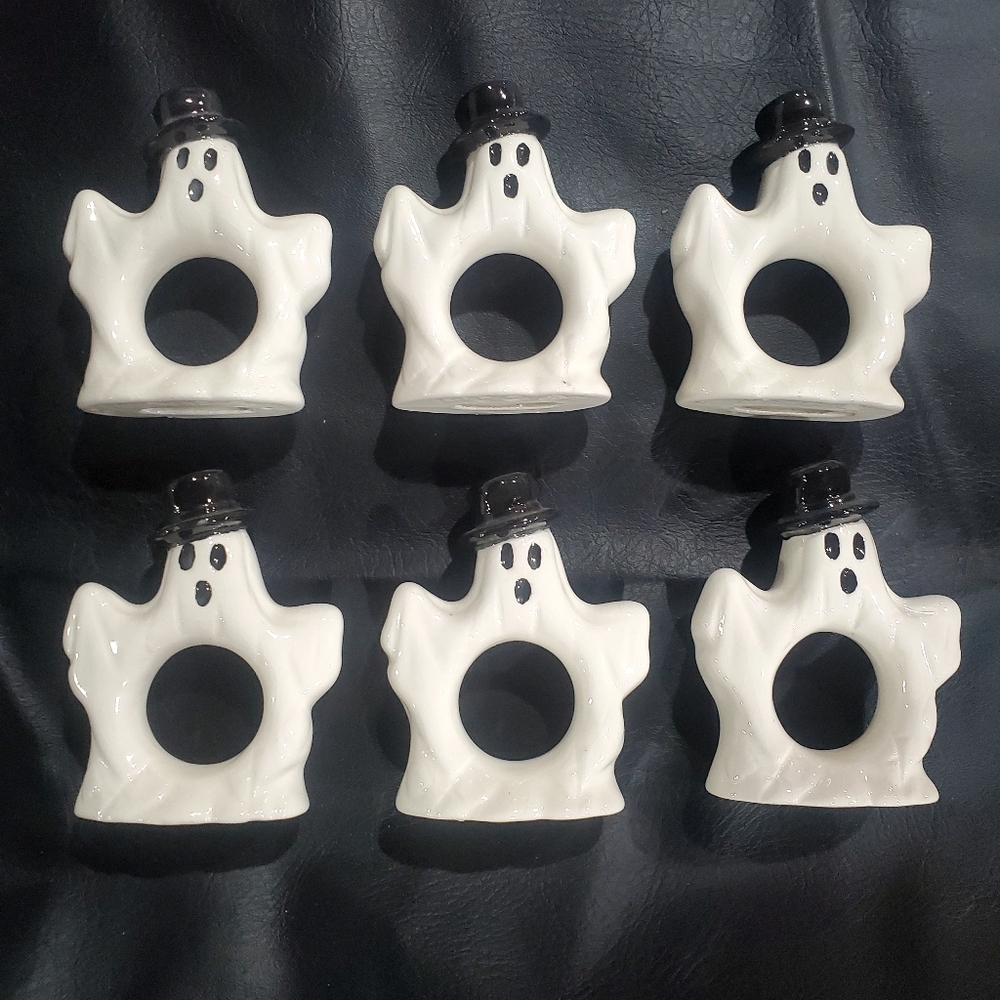 Set of 6 Ghost Napkin Rings 1987 Vintage Halloween